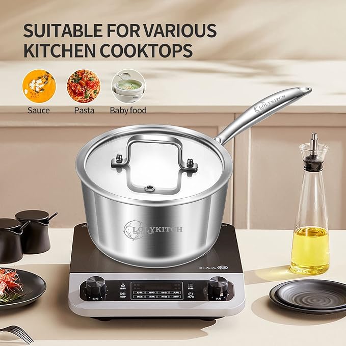 LOLYKITCh Tri-Ply 3 QT Stainless Steel Saucepan - Image 3