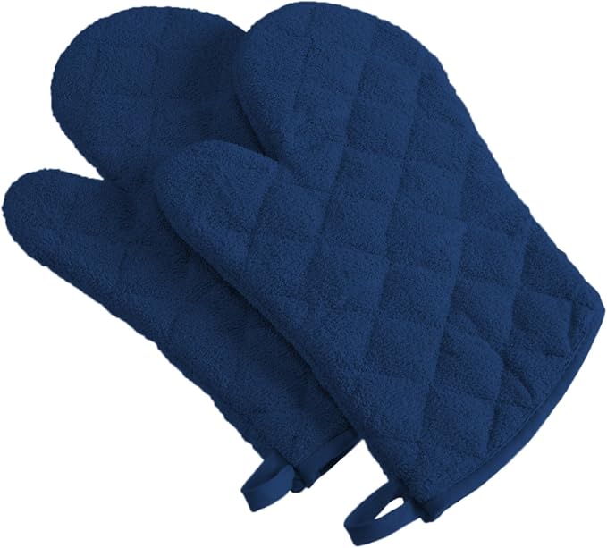 DII Basic Terry Collection 100% Cotton Quilted, Oven Mitt, Nautical Blue by DII