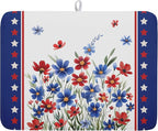 4th of July Dish Drying Mats for Kitchen Counter Summer Flowers Patriotic by Kawani