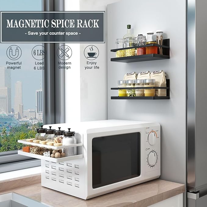 Magnetic Spice Rack Organizer Single Tier Refrigerator Spice Storage Shelf - Image 5