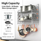 VyGrow 28 Inch Pot Rack Wall Mounted, 2 Tier Pots and Pans Organizer - Image 3