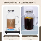 Glass Water Pitcher with Lid and Spout, 1 Gallon Heat Resistant Borosilicate - Image 4