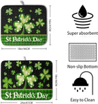 Happy St. Patrick's Day Kitchen Drying Mat Green Plaid Lucky Shamrock Clover - Image 2