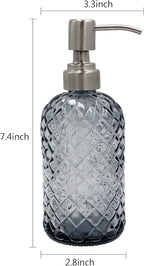 16 oz Diamond Pattern Glass Soap Dispenser, Kitchen and Bathroom Refillable - Image 3
