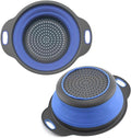 Round Silicone Blue Colander Collapsible – Foldable Kitchen Strainer Small by YARRDLLC