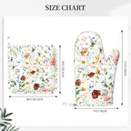 Wildflower Flower Oven Mitts and Pot Holders Set of 4 Silicone Boho Butterfly - Image 3