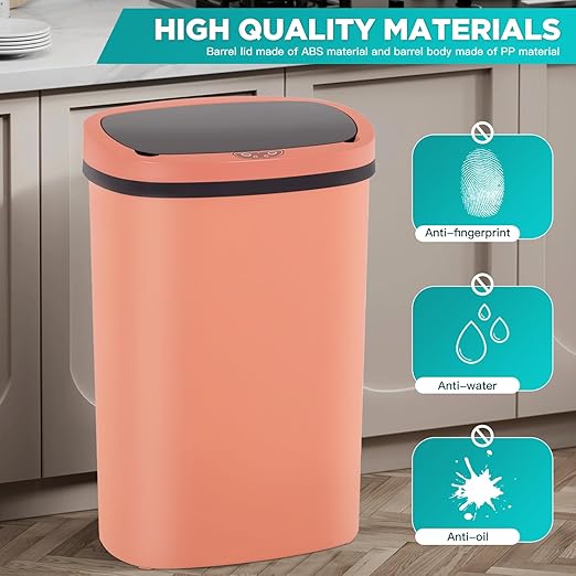 PayLessHere | 13 Gallon Plastic Trash Can | Pink | Automatic Touchless Lid - Image 3