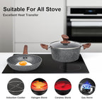 M MELENTA Granite Pots and Pans Set Non Stick, 11 Piece Die-Cast Induction - Image 5