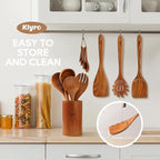 KLYRO Wooden Spoons for Cooking, Nonstick Kitchen Utensils Set - Image 5