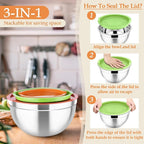TeamFar Mixing Bowls, Stainless Steel Nesting Salad Bowls - Image 6