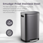 ELPHECO Kitchen Trash Can with Lid Soft Close, 13 Gallon / 50L Stainless Steel - Image 7