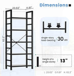 DUMOS 5 Tiers Bookshelf, Classical Book Shelf, Tall Display Shelves in Living - Image 3