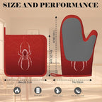 Halloween Spider Web Oven Mitts and Pot Holders Sets Silicone Heat Resistant - Image 3