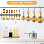 GuDoQi Gold Magnetic Measuring Spoons and Cups Set of 12, 8 Dual Sided Magnetic - Image 3