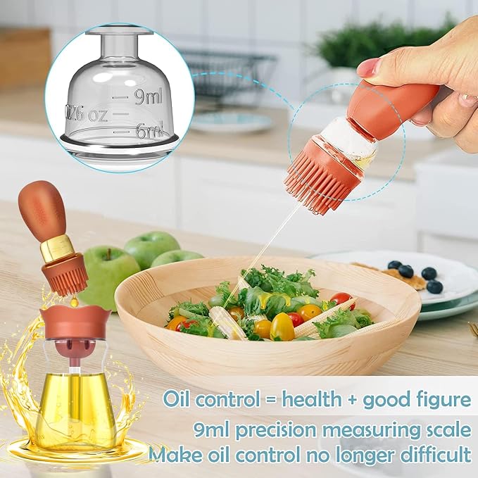 Oil Dispenser Bottle with Silicone Brush, 3 Pack 180ML 2 in 1 Silicone Dropper - Image 2