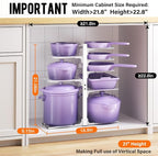 MUDEELA 8-Tier Pots and Pans Organizer under Cabinet, Heavy Duty Adjustable Pot - Image 2