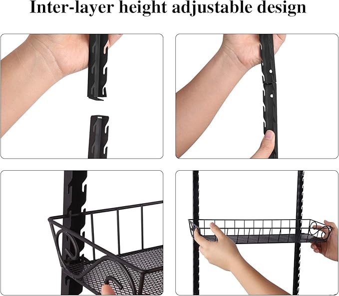 SWOMMOLY Adjustable Wall Mount Spice Rack, 6-Tier Dual-use Organizer - Image 4