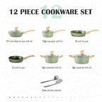 MAISON ARTS Pots and Pans Set Non Stick, 12 Piece Green Granite Kitchen - Image 6