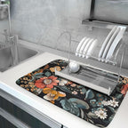 Vintage Floral Dish Drying Mat 18x24 inch Boho Flower Drainer Mats Fast Dry - Image 5