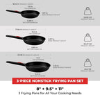 BRA COOKWARE Infinity 3-Piece Nonstick Frying Pan Set | 8, 9.5 & 11 Inch Cast - Image 2