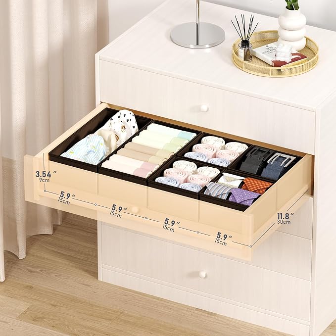 DIMJ Drawer Organizers Clothes, Fabric Closet Organizers and Storage, Shallow - Image 2