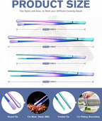 4 Pcs Fine Long Tweezer Tongs Professional Rainbow, Sea food and BBQ - Image 3
