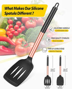 Pack of 2 Silicone Solid Turner, Non Stick Slotted Kitchen Spatulas, High Heat - Image 2