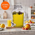 Glass Beverage Dispenser with Airtight Lid and Handle, 0.8 Gallon Drink - Image 3