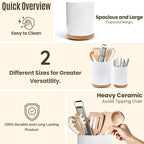 2 Pack Ceramic Utensil Holder, 7.3"+5.4" Large kitchen utensils holder - Image 6