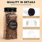 12Pcs Spice Jars with Label, 4oz Empty Square Seasoning Containers, Spice Jars - Image 3