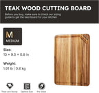 13'' Teak Wood Cutting Board for Kitchen Non Slip Over Sink Charcuterie Board - Image 2