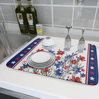 4th of July Dish Drying Mats for Kitchen Counter Patriotic Star Microfiber - Image 6