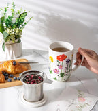 AmorArc Porcelain Tea Mug with Infuser and Lids, 18 Oz Coffee Cup Strainer with - Image 5
