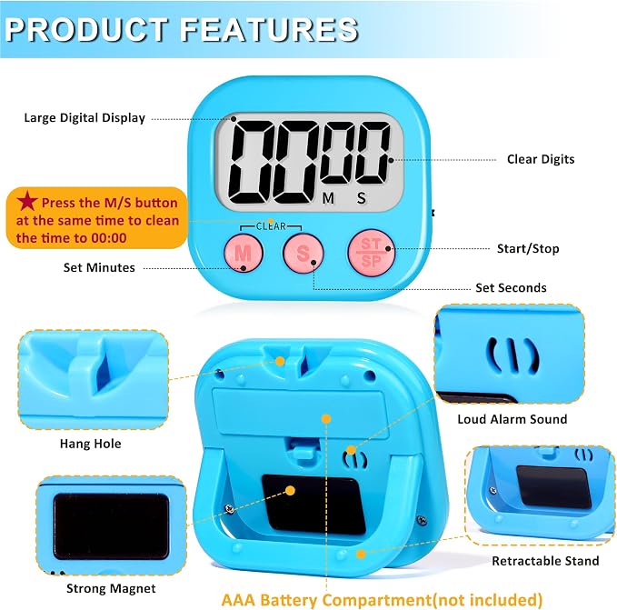 ZILLEEN Classroom Timer for Kids Teachers 6 Pack Digital Timers - Image 7