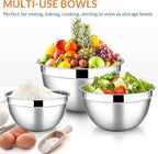 E-far Mixing Bowls with Teal Blue Lids Set of 5, Stainless Steel Mixing Bowls - Image 4