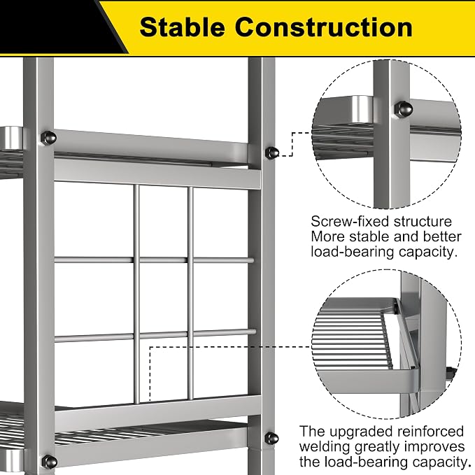 GIOTORENT 5-Wire Standing Storage Shelf, Metal Shelving Unit Pantry Rack - Image 6