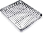 TeamFar Baking Tray and Rack Set, Stainless Steel Baking Pan Cookie Sheet by TeamFar