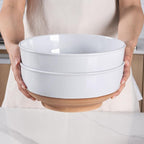 AmorArc 9.8’’ Extra Large Ceramic Salad Bowls, 90 OZ Serving Bowls Set of 2 - Image 3