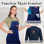 Plus Size Kitchen Apron for Men Women, Cross Back Cotton Canvas Chef Apron - Image 3