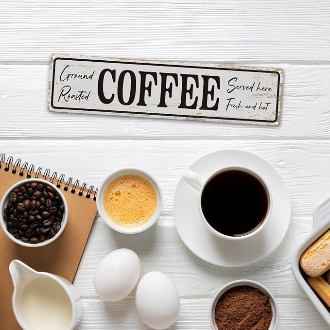 Coffee Signs for Coffees Corner Decor, Ground Roasted Coffee Served Here Sign - Image 5
