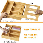 SpaceAid Bag Storage Organizer for Kitchen Drawer, Bamboo Organizer, Compatible - Image 5