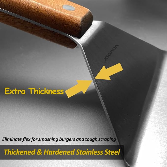 Stainless Steel Metal Spatula, Long Griddle Spatula, Hamburger Smasher Turner - Image 5