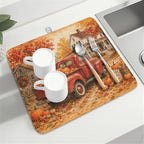 Fall Pumpkin Dish Drying Mat for Kitchen Counter Thanksgiving Autumn Harvest - Image 8
