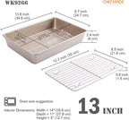 CHEFMADE Roasting Pan with Rack, 13-Inch Non-Stick Rectangular Deep Dish - Image 2