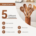 Wooden Spoons for Cooking, Non Scratch, Easy Clean, Natural Teak Wooden - Image 5