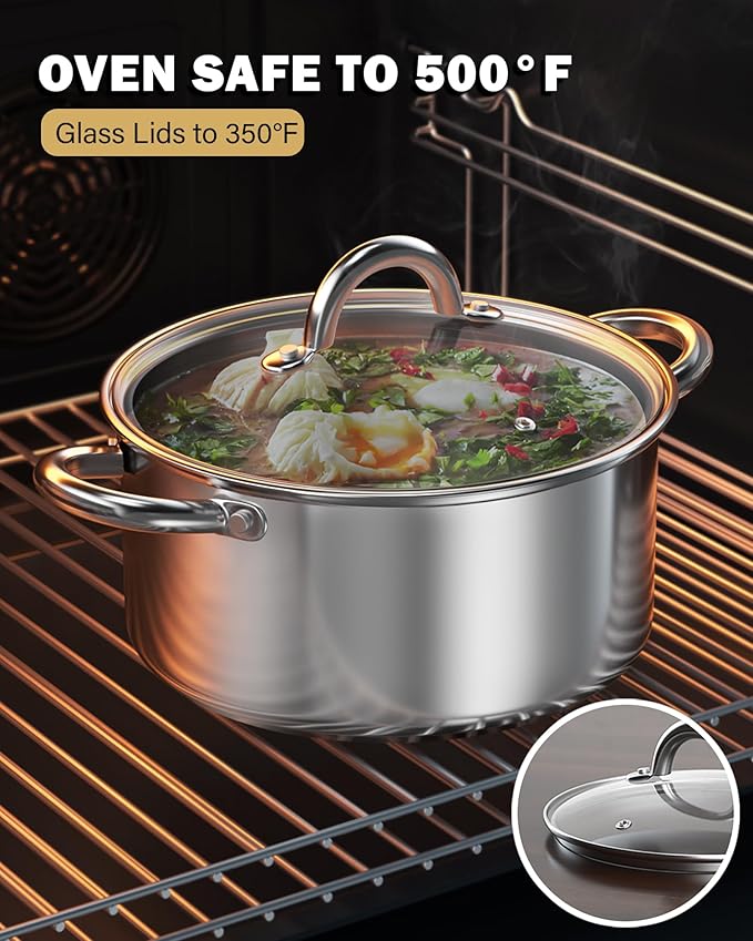 Cook N Home 3-Quart Stainless Steel Pot, Small Stock Pot - Image 8