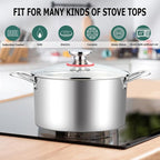 TeamFar 8 Quart Stock Pot, Stainless Steel Tri-ply Stockpot Pasta Cooking Pot - Image 5