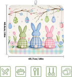 Easter Bunny Dish Drying Mat for Kitchen Counter 16 x 18 Inch Rabbit Eggs Dish - Image 2