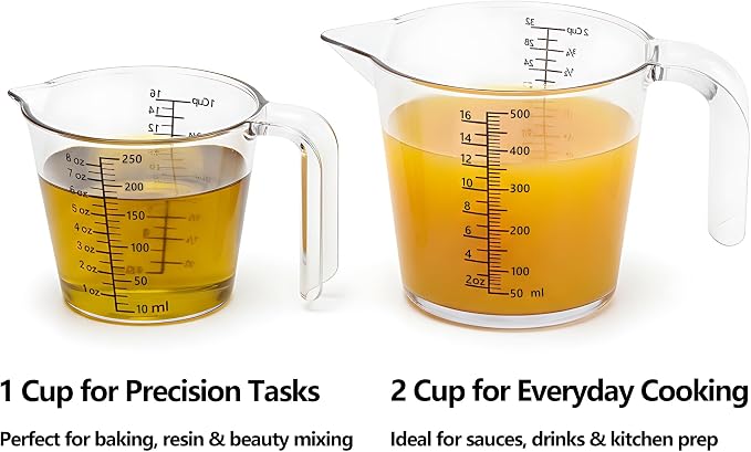 Laser-Etched Measuring Cup Set, 8 oz & 16 oz Clear Plastic Liquid Measuring Cups - Image 4