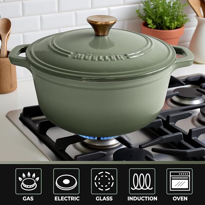 MUELLER HOME 4.5 Quart Enameled Cast Iron Dutch Oven - Image 4